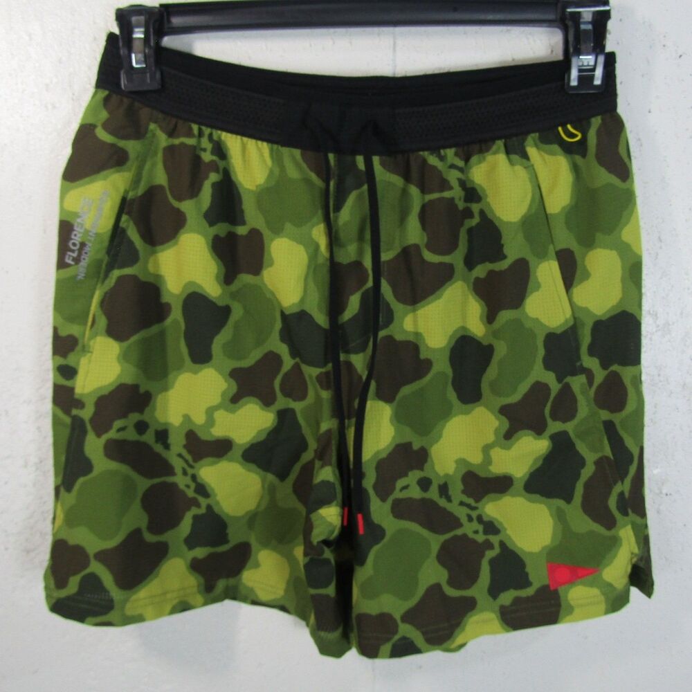 Florence Marine X Men's S Camo Activewear Shorts Green Brown Drawstring Pockets